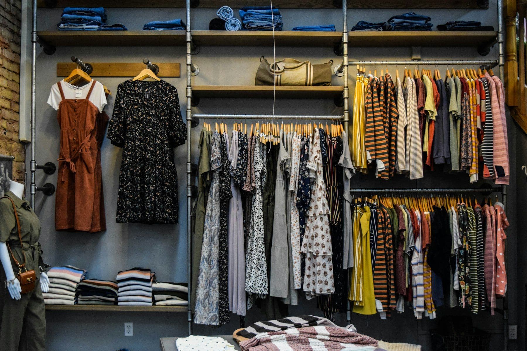 Clothing rails in a fashion store