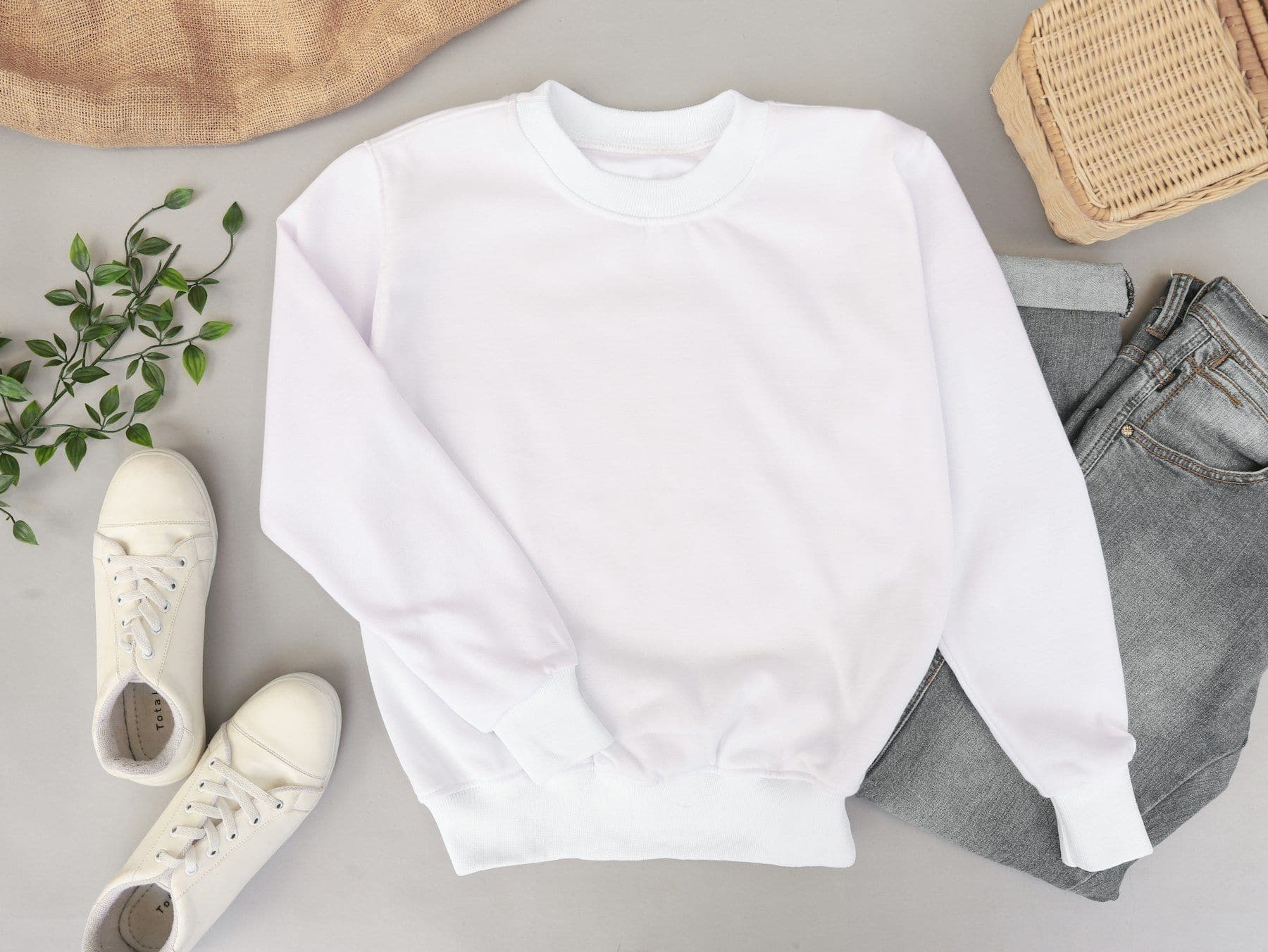 Flat lay of apparel and footwear shot for a product catalogue