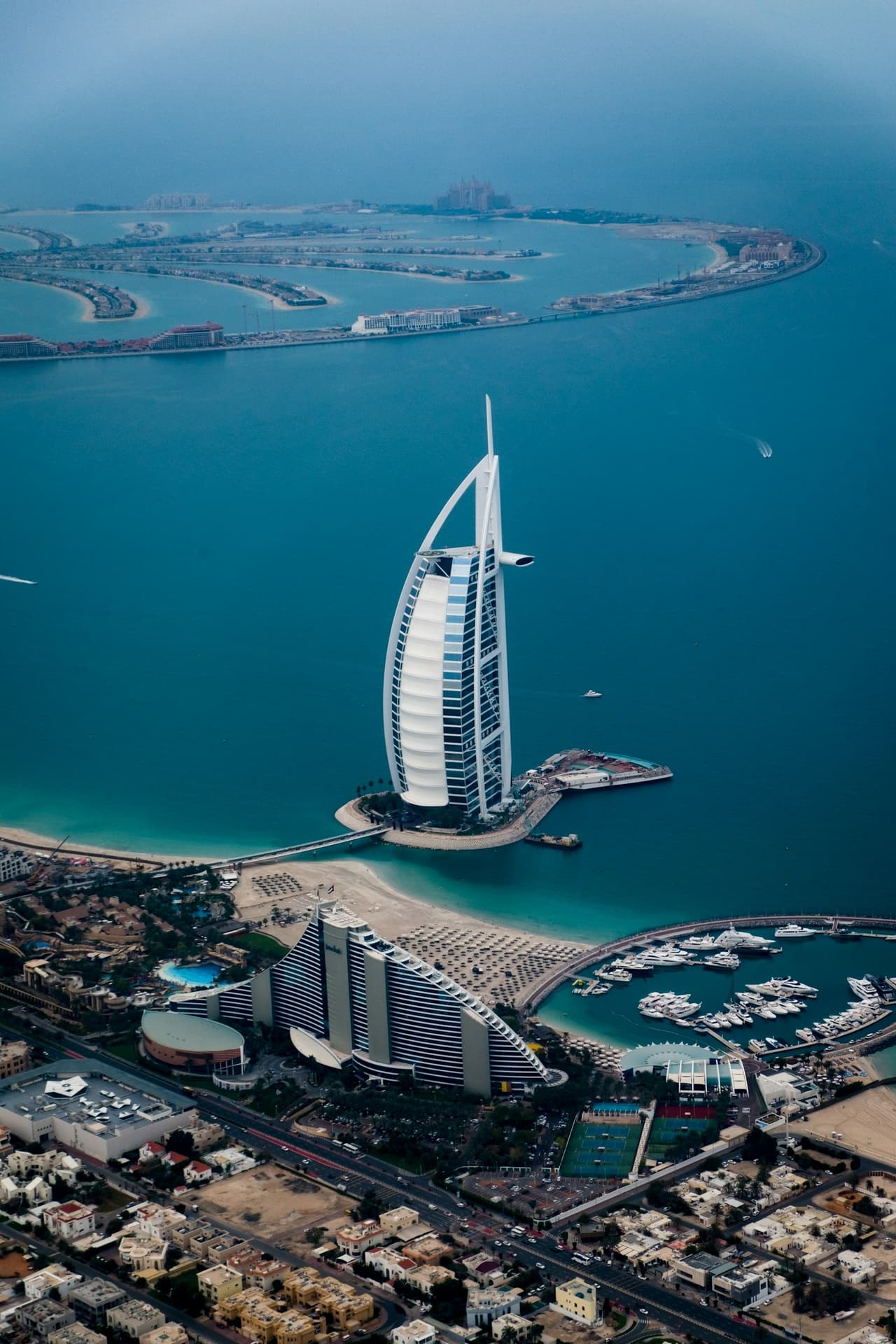 Modern Dubai tower facade shot from below
