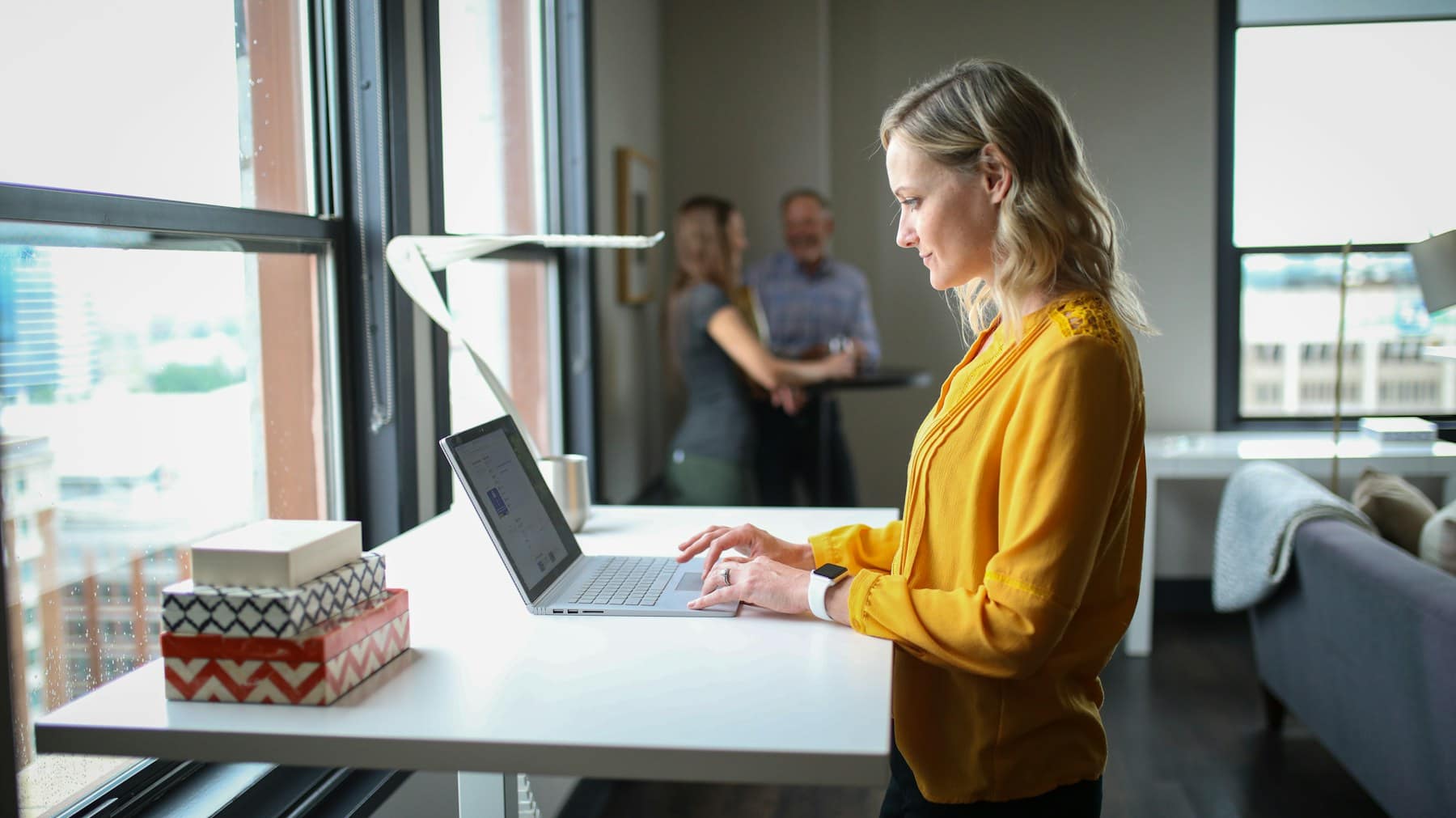 An SEO specialist reviewing search performance on a workstation